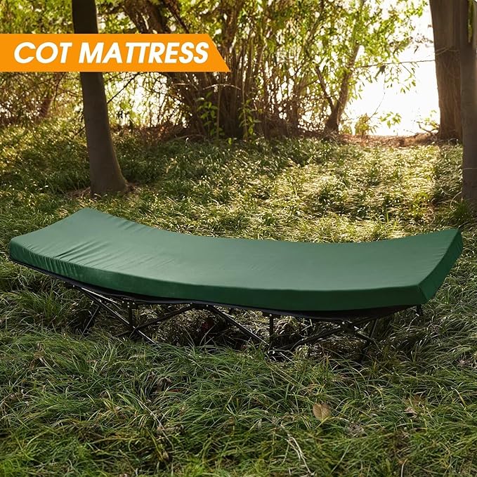 CYMULA Camping Cot Mattress 2in Memory Foam Sleeping Pad,Soft Warm Non-Slip Camping Mattress Topper with Retaining for Adults,Portable Roll up Pad for Travel(75 x30)（only Mattress）