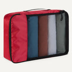 Amazon Essentials 4-Piece Packing Cubes Travel Accessories Set, Luggage Organizer with Double Zipper, Mesh Top, 100% Polyester, Medium, Red (Previously Amazon Basics)