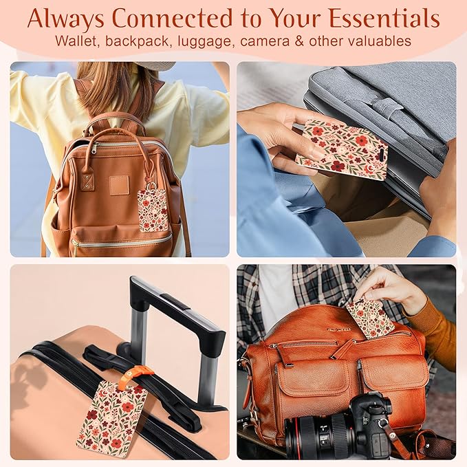 Wallet Tracker Card (iOS Only), Rechargeable Bluetooth Smart Tracking for Apple Find My Compatible Anti Tracker for Men Women Slim Item Locator for Purse Passport Key Luggage Tag (1Pcs/Pink FLR)