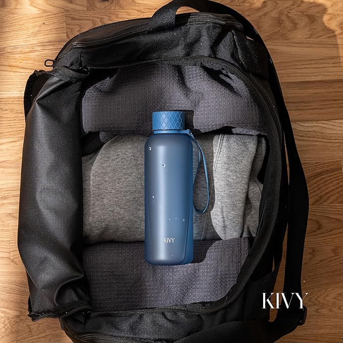 KIVY Slim Water Bottle 22oz [Lightweight & Shatterproof] - Reusable Tritan Water Bottle - Leak Proof Bottle for Women & Men - Water bottle no straw - Dishwasher Safe Water Bottle BPA Free - Blue