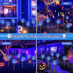 Upgraded Larger Solar Lights Outdoor, 6 Pack Flickering Flame Solar Torch Lights with Super Larger Size for Halloween Decor, Waterproof Solar Powered Outdoor Halloween Light for Yard Pathway (Blue)