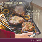 Anolon Advanced Home Hard Anodized Nonstick Double Burner/Flat Grill/Griddle Rack, 10 Inch x 18 Inch, Indigo