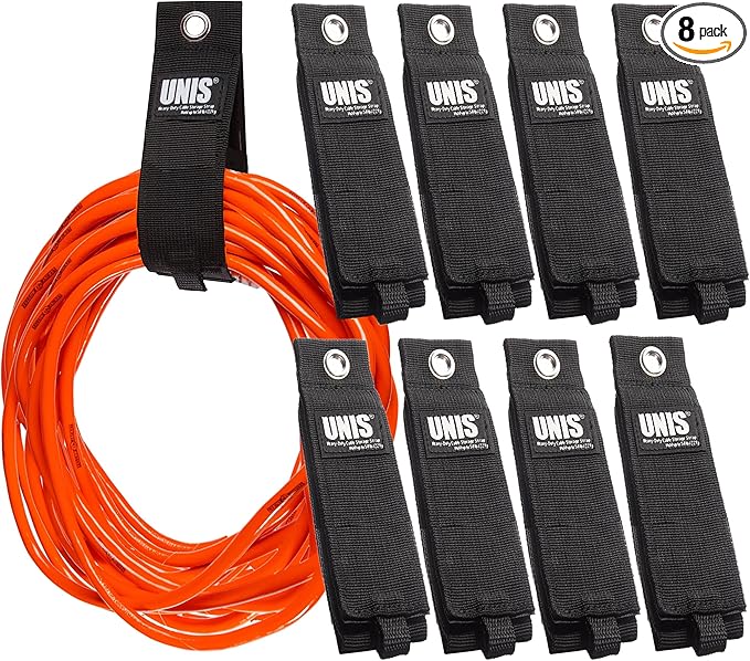 8 Pack Heavy Duty Large 13-inch Extension Cord Storage Extendable Cable Ties Strap Loop Hanger Organizer for Cable, Hose, Power Cord, and Rope