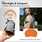 MARCHWAY Ultralight Inflatable Camping Pillow with Soft Washable Cover, Compact Compressible Portable Travel Air Pillow for Outdoor Camp, Sport, Hiking, Backpacking Sleep (Orange)