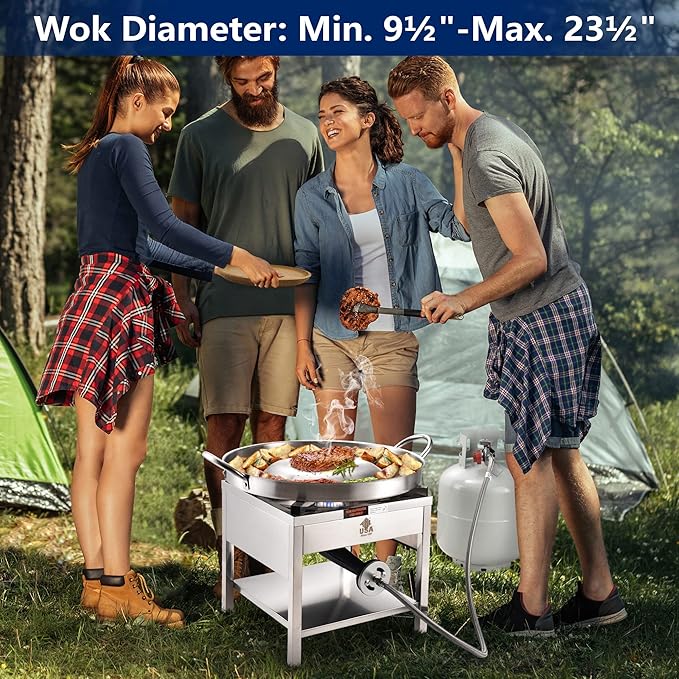 ARC Stainless Steel Single Burner Propane Stove, 200,000BTU High-Pressure Extra Large Heavy Duty Outdoor Propane Burner Cooker, Burners for Outdoor Cooking For Turkey Fry, Seafood Boil, Homebrewing