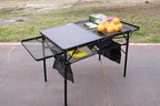 Nice C Camping Table, Ourdoor Grill Table, Tailgate Tables, Solar Panel Tables with USB Type-C&DC Charging Cable, 42W Portable Solar Charger, 2 Side Shelves, with Mesh Net&Cup Holders