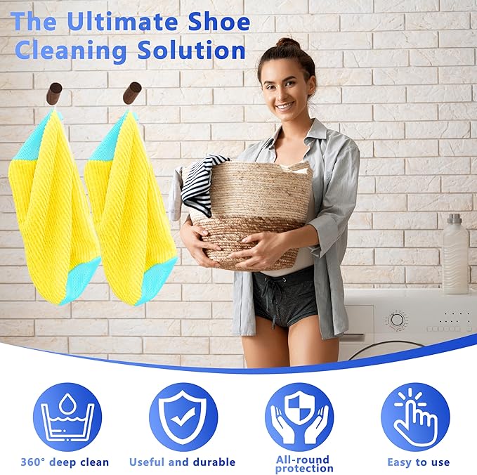 2Pcs Reusable Shoe Washing Machine Bag for Washer and Dryer:Free Up Hands, Prevent Deformation,shoe bag with Zipper Protection Design, Use for all Shoes,Sports Shoes