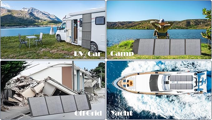 PPQ 200W Portable Solar Panel Kit 18V/12A,14lb Foldable Briefcase Solar Charger w/ 24% Efficiency,4 Cables & 16 Outputs for All Camping Power Station, RV Battery, Phones, IP67 Waterproof