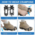 Crampons Ice Cleats for Shoes and Boots Traction Snow Cleats with 9 Studs Snow Cleats Chains Non Slip Rubber Crampons for Hiking Boots Men Women Ice Snow Winter Walking Climbing Fishing