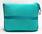 BlueHills Premium Soft Travel Blanket Pillow Airplane Blanket Packed in Soft Bag Pillowcase with Hand Luggage Belt and Backpack Clip, Compact Pack Large Warm for Any Travel (Teal Green T006)