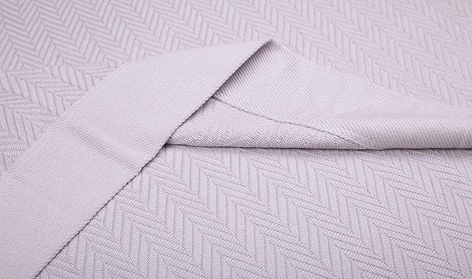 Threadmill Luxury Cotton Blankets for Twin Size Bed | All-Season 100% Cotton Twin Blanket for Bed | Herringbone Soft & Cozy Fall Thermal Blanket, 350GSM, 68x92 inches | Lilac