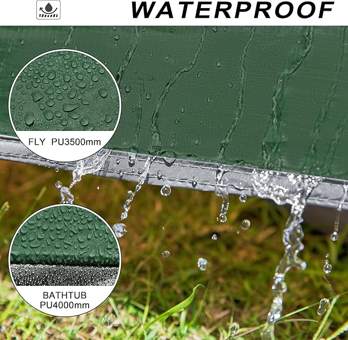 2-3 Person Backpacking Tent Double Doors 2 Vestibule 2 Skylight, Two Person Tents Waterproof Windproof 2 Man Tent for Camping Hiking Motor Cycling Biking Fishing Mountaineering UPF 50+