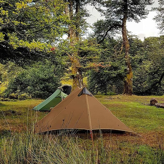 Lanshan 2 Person Tent Hiking Ultralight Camping Tent Professional 15D Silnylon Rodless Trekking Pole Tent Waterproof Backpacking Outdoor for Camping, Bivvy