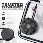 VENTY Portable Fan - Wireless Battery Operated Fan - 4 Speeds - LED Lighting - Carry Case & Remote Control - Cruise Travel - Outdoor Travel RV Power Bank With USB-C Port (Black with Case)