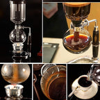 Borasilicate Glass Syphon Coffee Maker, 5-Cup 600ml(20.3 oz)Vaccum Gravity Clear Coffee Tabletop Siphon Pot with Reusable Cloth Filter Coffee Brewer Hot Tea Maker Machine(Standard Edition)