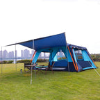 KTT Extra Large Tent 12 Person,Awning Family Cabin Tents,2 Rooms,3 Doors and 3 Windows with Mesh,Straight Wall,Waterproof,Double Layer,Big Tent for Outdoor,Picnic,Camping,Family Gathering