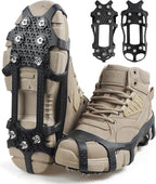 Crampons Ice Cleats for Shoes and Boots Traction Snow Cleats with 9 Studs Snow Cleats Chains Non Slip Rubber Crampons for Hiking Boots Men Women Ice Snow Winter Walking Climbing Fishing