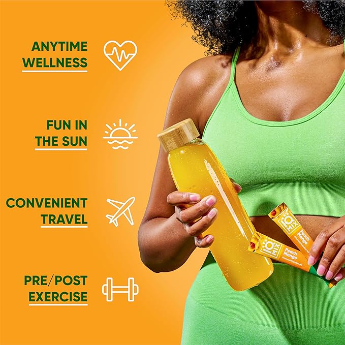 IQMIX Hydration Electrolyte Powder – 4-in-1 Formula for Hydration, Mental Clarity, Mood and Recovery – Sugar-Free Drink Mix, Keto, Magnesium L-Threonate, Lion’s Mane – 40 Count Peach Mango