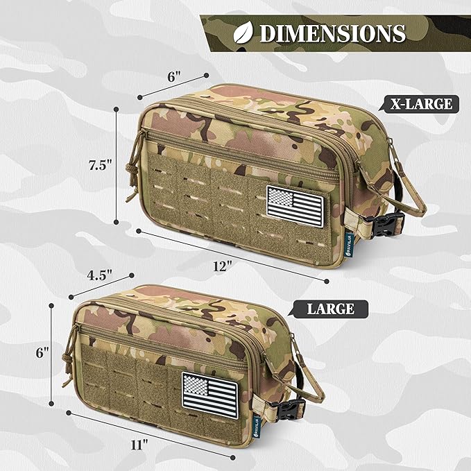 PAVILIA Extra Large Tactical Toiletry Bag for Men, Travel Hygiene Bag, Military Gear Dopp Kit, Molle Accessories Pouch, Shaving Grooming Essentials Gym Bathroom Shower Toiletries Tool EDC, Camo XL