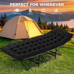 JEAREY Camping Cot for Sleeping 28" Extra Wide, Heavy-Duty 1200D Oxford Foliding Cots for Adults Portable with Mattress, Carry Bag for Guest, Travel, Hiking, Black