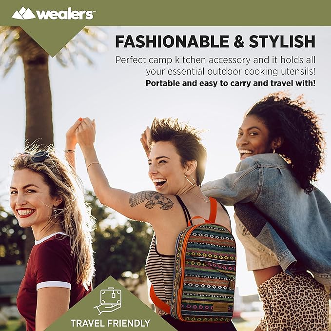 Camp Kitchen Cooking Utensil Set Travel Organizer Grill Accessories Portable Compact Gear for Backpacking BBQ Camping Hiking Travel Cookware Kit Water Resistant Case