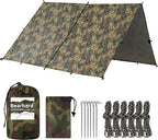 Bearhard Waterproof Camping Tarp, Lightweight Hammock Rain Fly, UV Protection and PU 3000mm Waterproof Backpacking Tarp, 10x10ft/10x12ft Large Tent Footprint or Shelter Kit for Hiking and Outdoor Adventure