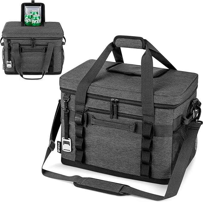 OPUX Cooler Bag, 48 Cans Insulated Soft Collapsible Portable Cooler, Soft Sided Leakproof Cooler for Beach Camping with Shoulder Strap, Ice Chest for Travel Road Trip Picnic, Charcoal Gray