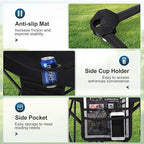 LET'S CAMP Camping Chair 2 Pack Folding Chair with 3-Can Cooler Bag Portable Lawn Chair with Cup Holder,Storage Pocket, Supports 225LBS, Collapsible Chair for Camp, Beach, Picnic (Black)