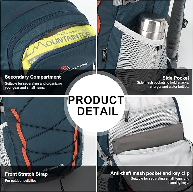 MOUNTAINTOP Hiking Backpack,Lightweight Travel Backpack for Men Women Outdoor Backpacking, Camping