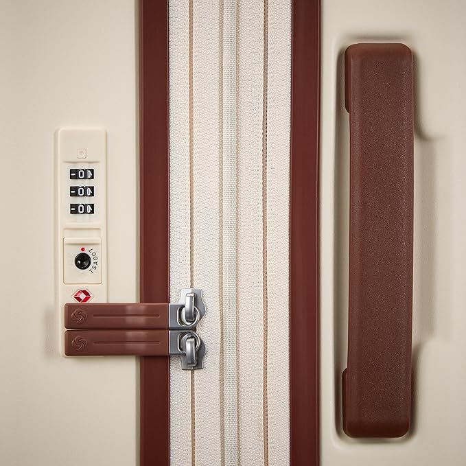 Virtuosa Hardside 21 Inch Carry On Luggage - Airline Approved with 360° Spinner Wheels, RightHeight™ Adjustable Handle - Zippered WetPak™ - TSA Lock - Expandable Light Polycarbonate Shell - Off White