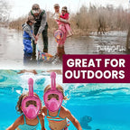 DaddyGoFish Kids Snorkel Mask | Snorkle Snorkeling Gear with Camera Mount | Extendable Telescopic Landing Fishing Net & Snorkeling Mask Combo Set Anti-Fog Anti-Leak