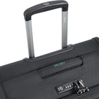 DELSEY PARIS Helium DLX Softside Expandable Luggage with Spinner Wheels, Black, Checked-Medium 25 Inch