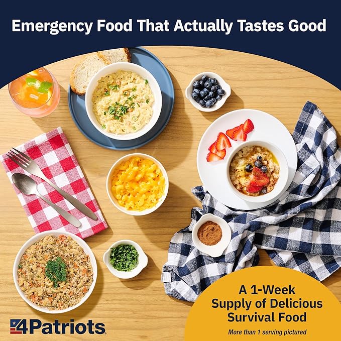 4Patriots 1-Week Survival Food Kit: Emergency Food Supply Designed to Last 25 Years, 42 Servings