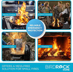 BIRDROCK HOME Fire Blanket for Home and Kitchen | Emergency Supplies for Small Fires | CE Safety Standard Approved | Fiberglass Fire Suppression, Mess-Free | Ideal for Camping Vehicle Kits | 4 Pack