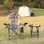 Folding Camping Chair:Oversized Portable Lawn Chairs for Adults,Outdoor Heavy Duty Padded Seats,Support 350 LBS,for Camp,Travel & Picnic