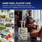 FUL Disney Stamps 26 Inch Rolling Luggage, Hardshell Checked Suitcase with Spinner Wheels, Multi