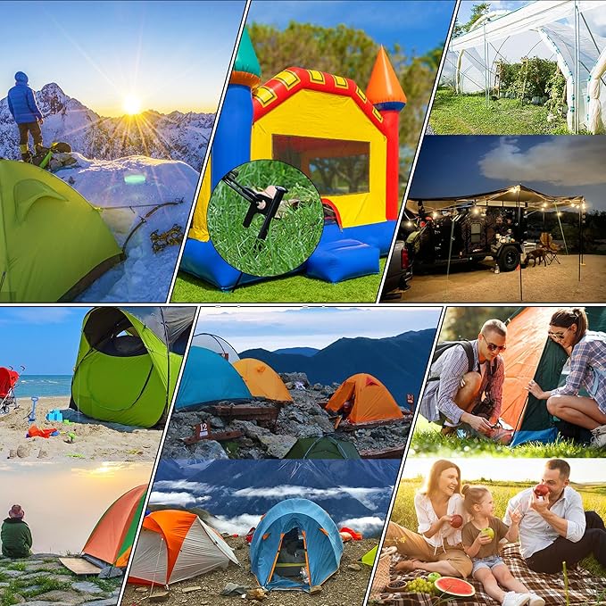 8 Pack Tent Stakes Heavy Duty Metal Tent Pegs for Camping Steel Tent Stakes 16 inch Unbreakable and Inflexible