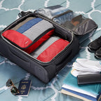 Amazon Essentials 4-Piece Packing Cubes Travel Accessories Set, Luggage Organizer with Double Zipper, Mesh Top, 100% Polyester, 2 Medium/2 Large, Red (Previously Amazon Basics)