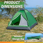 2 Person Camping Tent with Rain Fly and Carrying Bag – Lightweight Outdoor Pop Up Tents for Camping Essentials, Music Festivals, Backpacking, Hiking, or Beach Shelter by Wakeman Outdoors