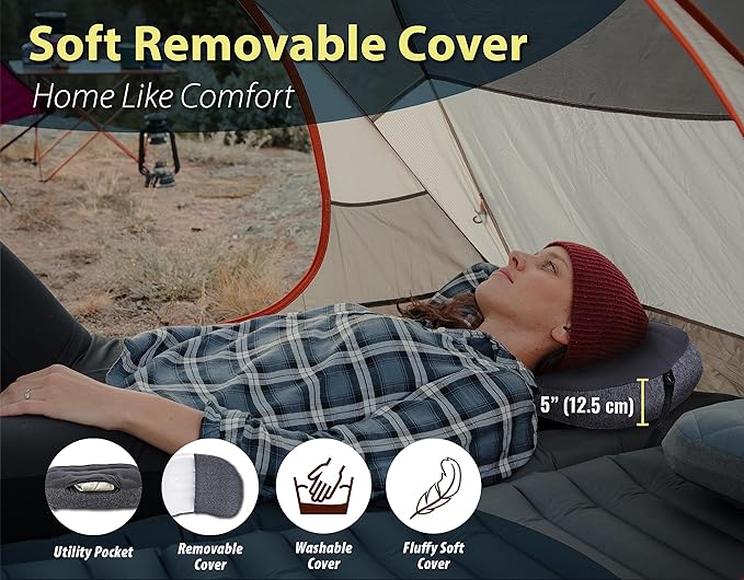 TREKOLOGY Ultralight Inflatable Camping Pillow - Compact & Comfortable Blow Up Pillow for Backpacking, Hiking, and Travel - Quick & Easy to Inflate and Deflate Camper Pillow - Aluft Plus