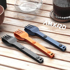 Magnetic Camping Utensils Set, Portable & Reusable Metal Travel Flatware, Camping Cutlery Set, Knife, Fork & Spoon, 3-PACK, Orange