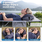 MARCHWAY Ultralight Inflatable Camping Pillow with Soft Washable Cover, Compact Compressible Portable Travel Air Pillow for Outdoor Camp, Sport, Hiking, Backpacking Sleep (Grey)