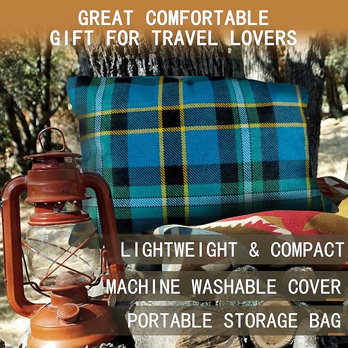 Camping Pillow Shredded Memory Foam Travel Pillows for Sleeping Compressible Lightweight Camp Pillow Washable Backpacking Pillow for Camping & Hiking Firm Supportive Small Pillow for Travel