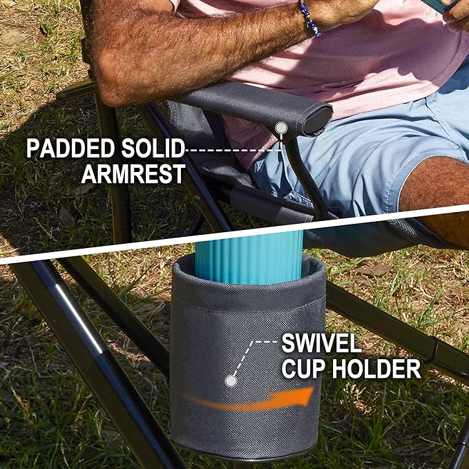 Oversized Folding Camping Chairs for Adults Heavy Duty, Support 500lbs Big and Tall High Back Camping Chairs for Heavy People Padded Lawn Chairs Camp Chairs for Patio,Beach,Camp,Lawn,Outdoor