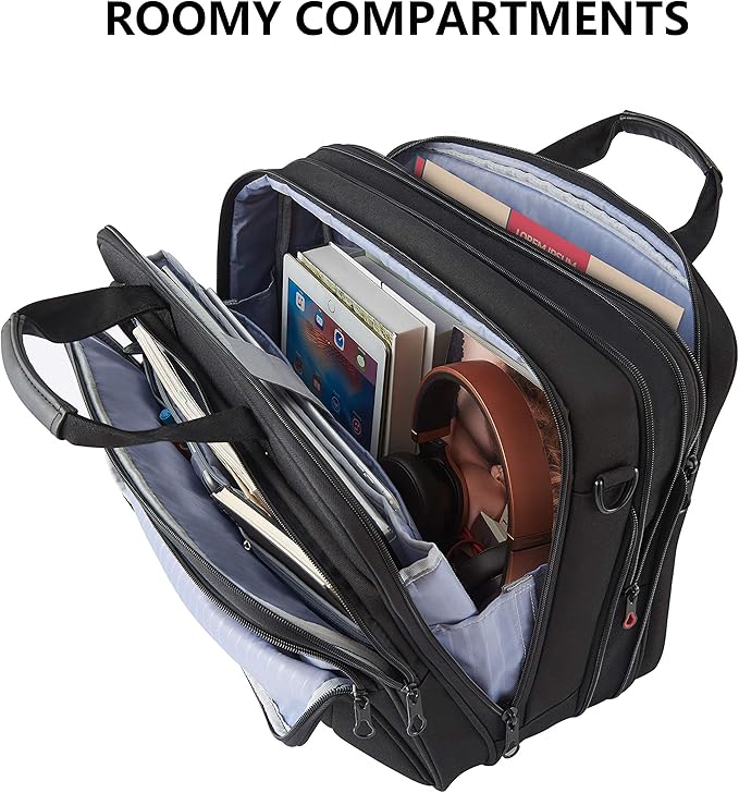 KROSER Laptop Bag Premium Laptop Briefcase Fits Up to 17.3 Inch Laptop Expandable Water-Repellent Shoulder Messenger Bag Computer Bag for Travel/Business/Men/Women-Black