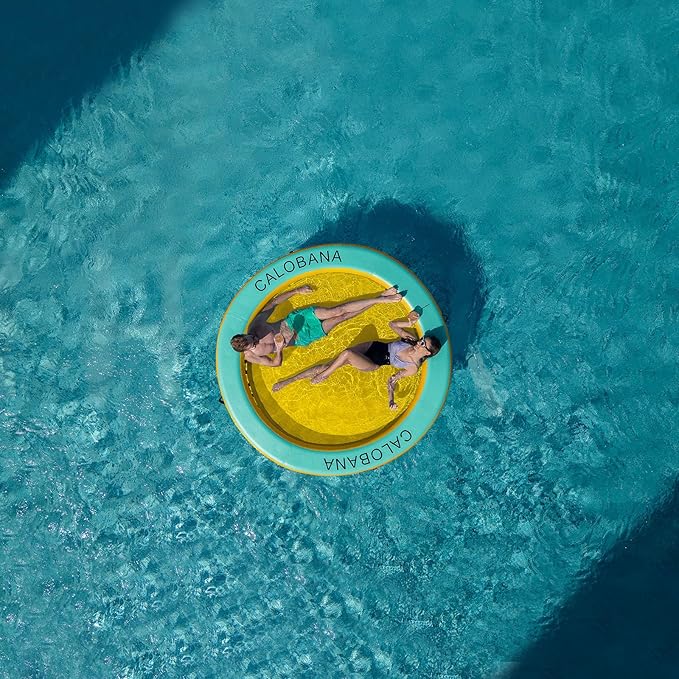 Round Floating Ring Inflatable Water Hammock Heavy Duty River Floats Lake Raft for Adults Tanning Pool Lounger Float Island Platform Pad Mat for Party