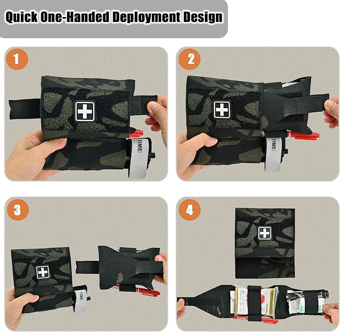 2-in-1 Micro Med Kit Med Pouch Tactical Mini First Aid Pouch Empty Small IFAK Pouch Compact Med Pouch EDC Bag with Tourniquet Holder |MOLLE Belt IFAK Micro Trauma Kit Pouch