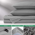 Pure Bamboo Twin Sheets, Genuine 100% Organic Viscose Derived from Bamboo Bed Sheet Set, Luxuriously Soft & Cooling, Double Stitching, 2 Year Quality Promise (Twin, Stone Grey)