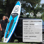 Inflatable Stand Up Paddle Board 11'×33''×6''(6'' Thick) Non-Slip Deck with Premium SUP Accessories | Wide Stance, Bottom Fins for Surfing Control | Youth Adults Beginner