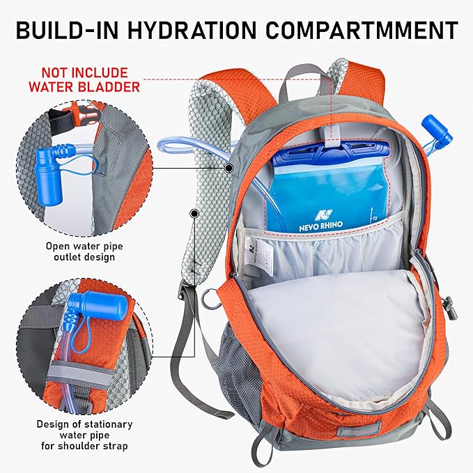 N NEVO RHINO Hiking Backpack 20L Water Resistant Outdoor Day Pack,Lightweight Travel Small Backpack for Men Women